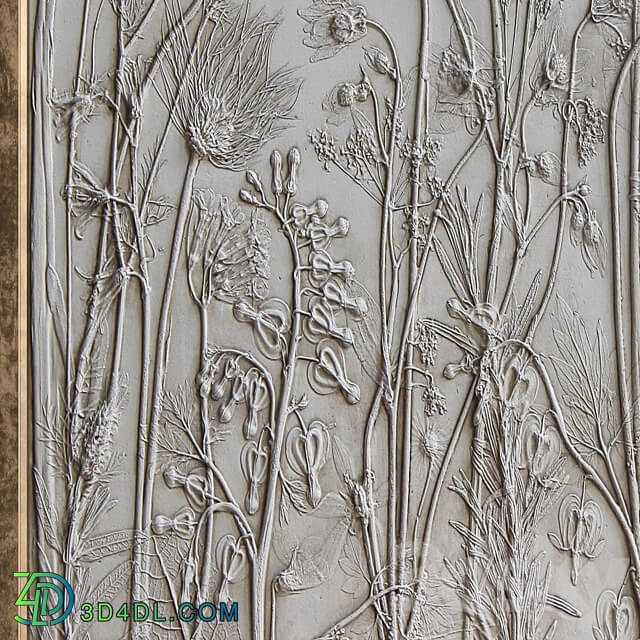 Textural Plaster Wildflowers Boho Wall Art C 508 3D Models