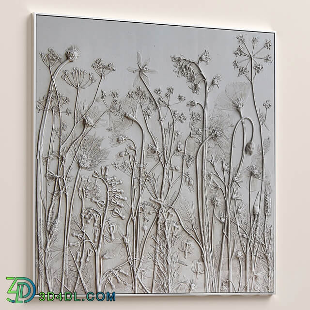 Textural Plaster Wildflowers Boho Wall Art C 508 3D Models