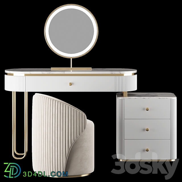 Homary Oboval Modern Makeup Vanity Table 3D Models