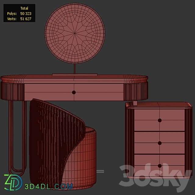 Homary Oboval Modern Makeup Vanity Table 3D Models