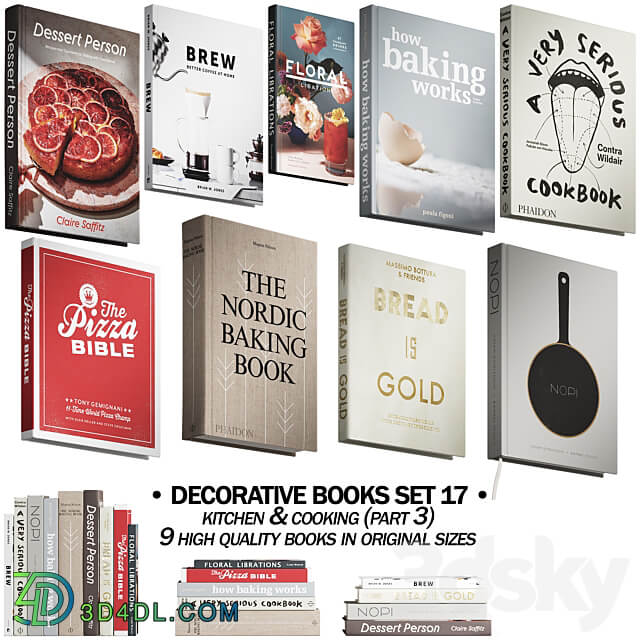 146 decorative books set 17 kitchen and cooking P03 3D Models