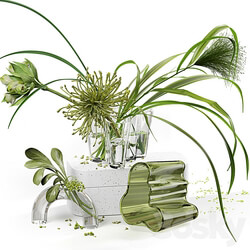 Decor set 047 with green plants AALTO VASE 3D Models 