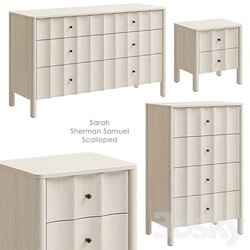 Sarah Sherman Samuel Scalloped Nightstand and chest of drawers West Elm Sideboard Chest of drawer 3D Models 