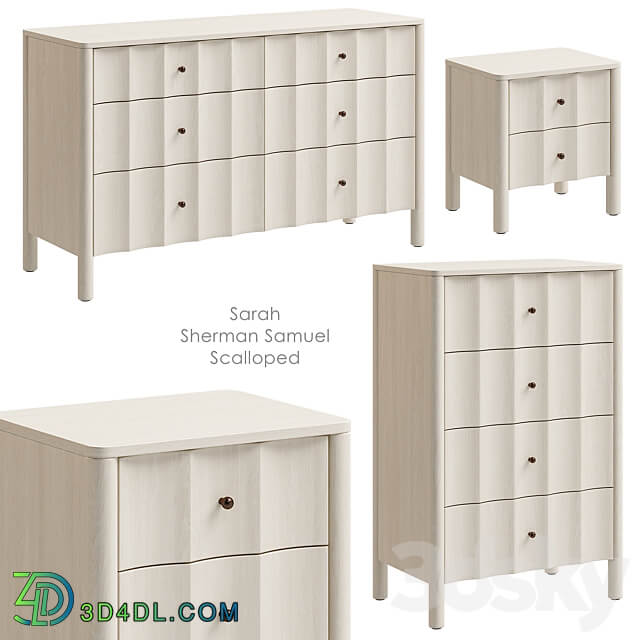 Sarah Sherman Samuel Scalloped Nightstand and chest of drawers West Elm Sideboard Chest of drawer 3D Models