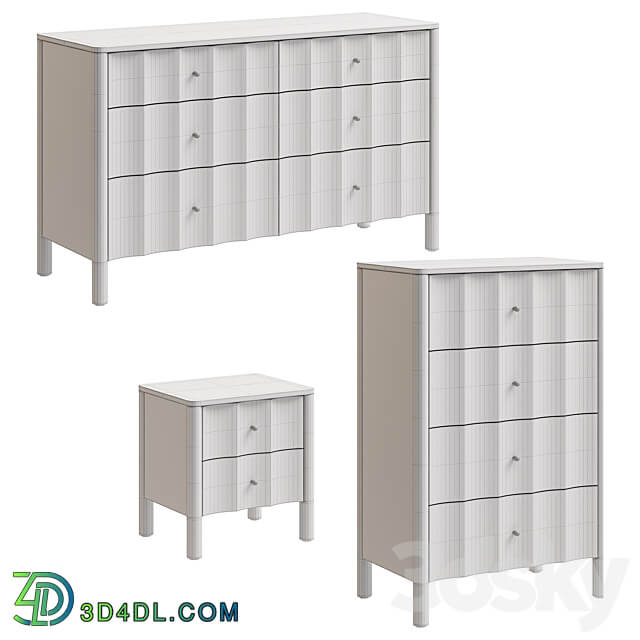 Sarah Sherman Samuel Scalloped Nightstand and chest of drawers West Elm Sideboard Chest of drawer 3D Models