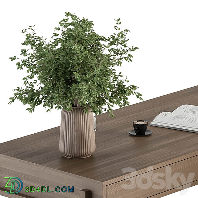 Home Office Green and Wood Set Office Furniture 329 3D Models