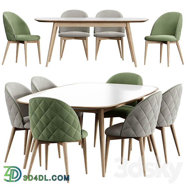 Dijon Chair HER 042 G Table Table Chair 3D Models