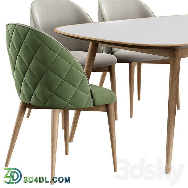 Dijon Chair HER 042 G Table Table Chair 3D Models