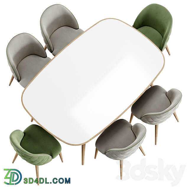 Dijon Chair HER 042 G Table Table Chair 3D Models