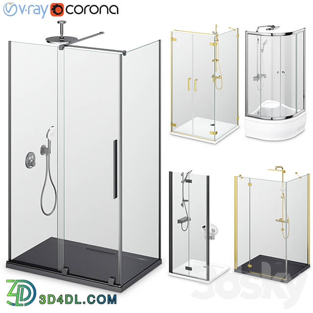 Shower enclosures and doors Radaway set 165 3D Models