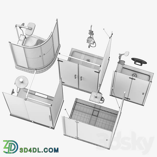 Shower enclosures and doors Radaway set 165 3D Models