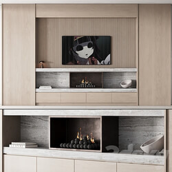 150 tv wall kit 02 modern japandi oak wood 02 3D Models 