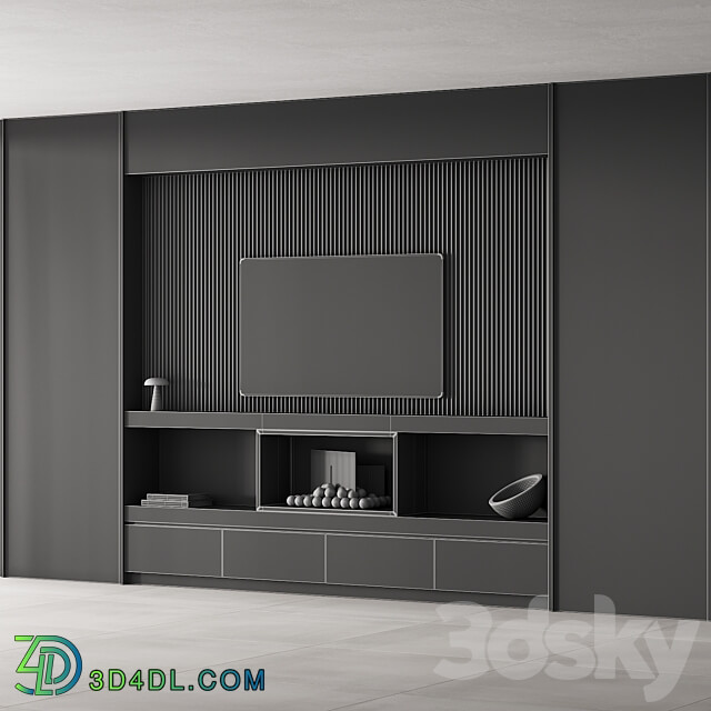 150 tv wall kit 02 modern japandi oak wood 02 3D Models