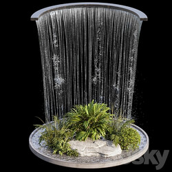 Waterfall fountains and plant 07 Other 3D Models 