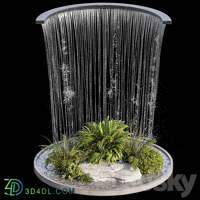 Waterfall fountains and plant 07 Other 3D Models