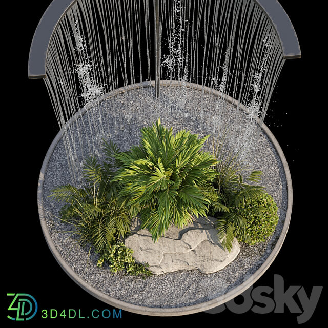 Waterfall fountains and plant 07 Other 3D Models