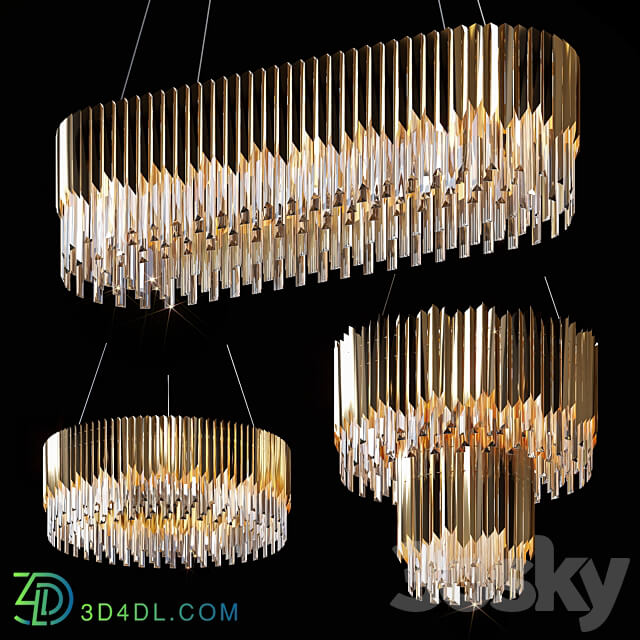 Pendant chandeliers Delamp Facet Crystal Pendant light 3D Models