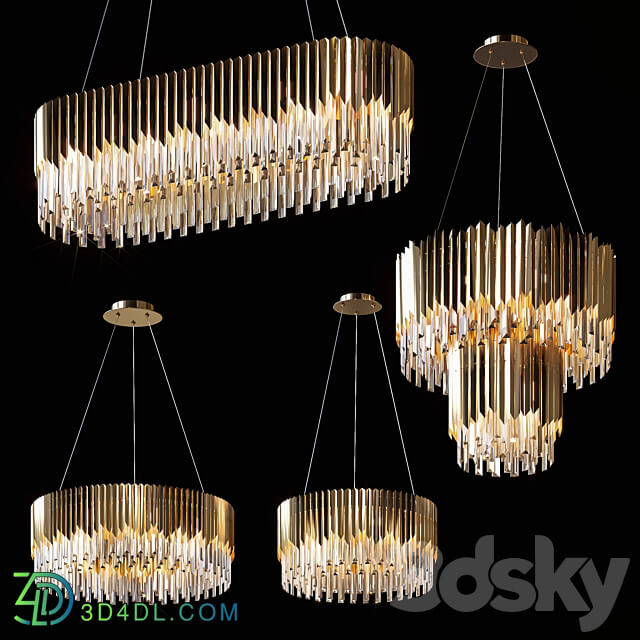 Pendant chandeliers Delamp Facet Crystal Pendant light 3D Models