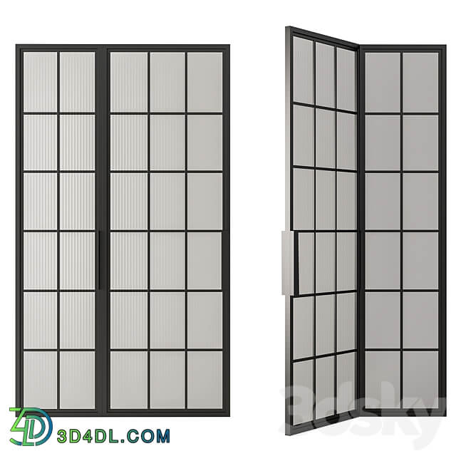 Metal Frame Mate Glass Modern Door Door Model 45 3D Models