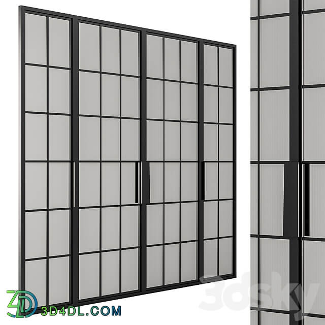 Metal Frame Mate Glass Modern Door Door Model 45 3D Models
