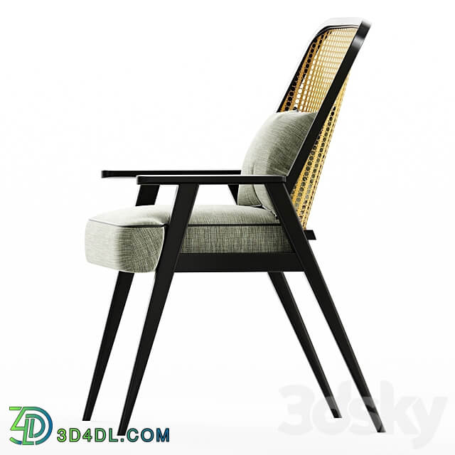 Upholstered Cane Back Armchair 3D Models