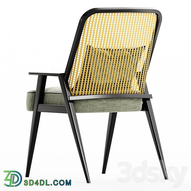 Upholstered Cane Back Armchair 3D Models