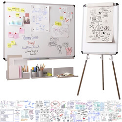 Magnetic whiteboard Flipchart set for creating drawings with a marker Office furniture 3D Models 