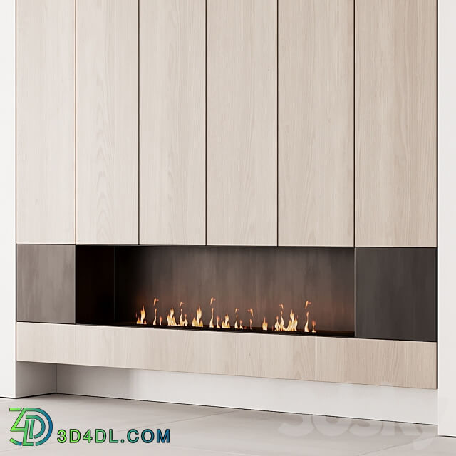 160 fireplace decorative wall kit 06 minimal wood metal 00 3D Models