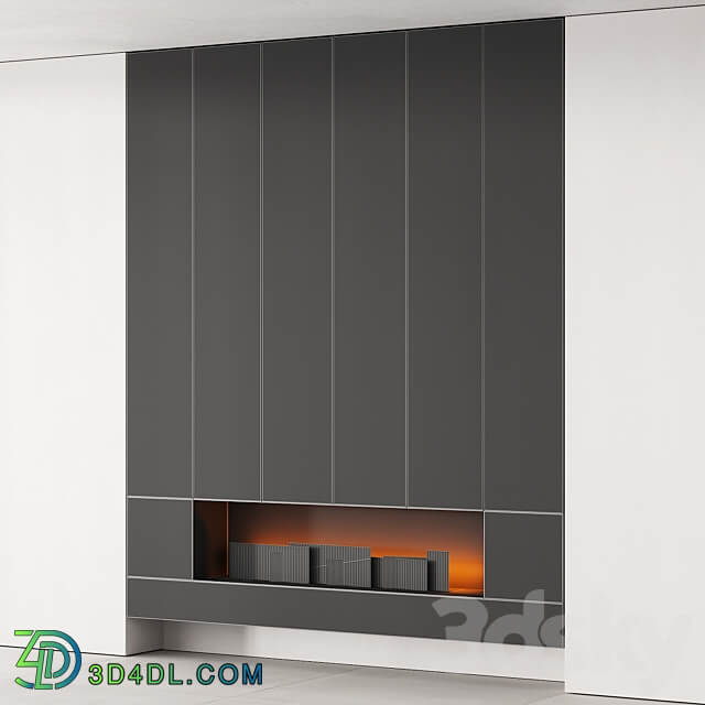 160 fireplace decorative wall kit 06 minimal wood metal 00 3D Models