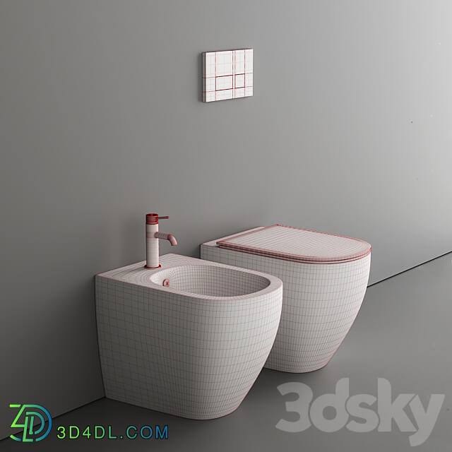 Nic Toilet and Bidet Pin Serie 3D Models