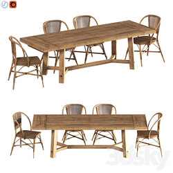 Rustic Farmhouse Dining Table Table Chair 3D Models 