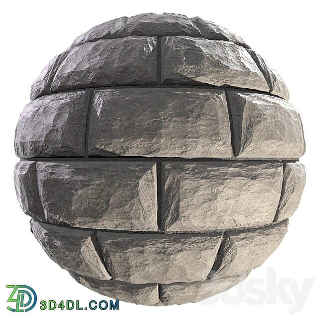 Wall of white wild stone material Stone 3D Models