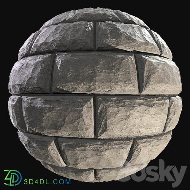 Wall of white wild stone material Stone 3D Models