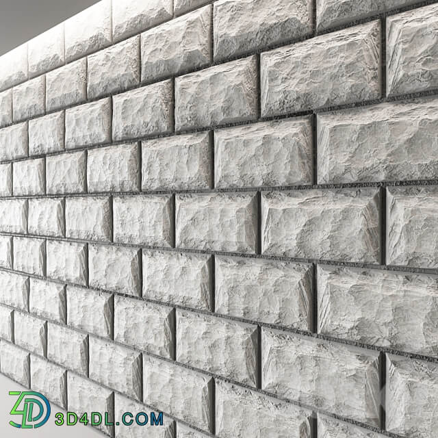 Wall of white wild stone material Stone 3D Models