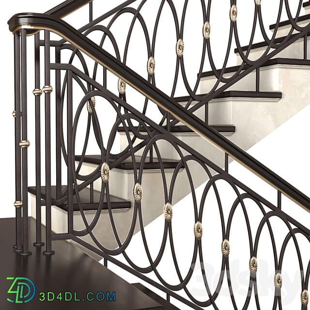Modern stair staircase in Art Deco style. 3D Models