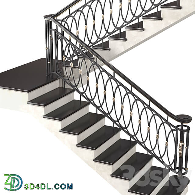 Modern stair staircase in Art Deco style. 3D Models