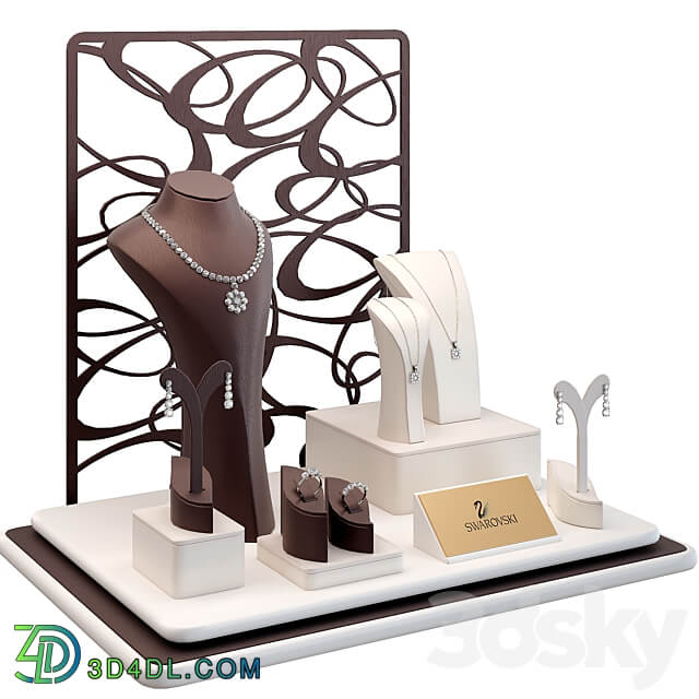 Jewelry showcase for a store. Jewelry stand. Display 3D Models