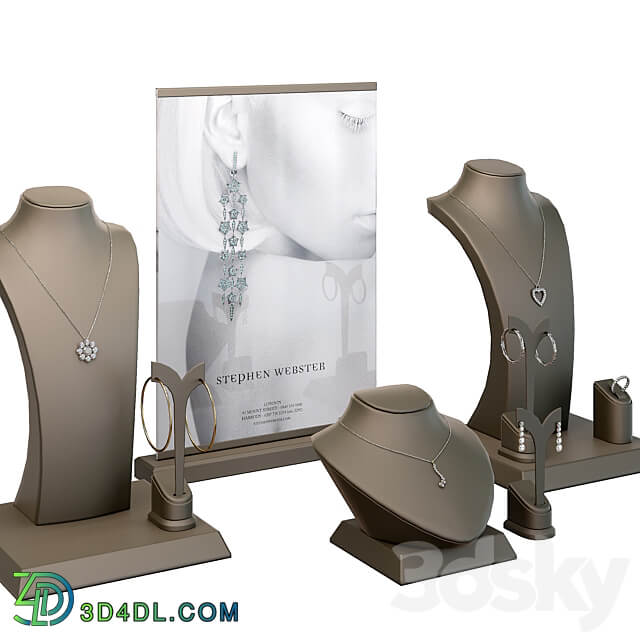 Jewelry showcase for a store. Jewelry stand. Display 3D Models