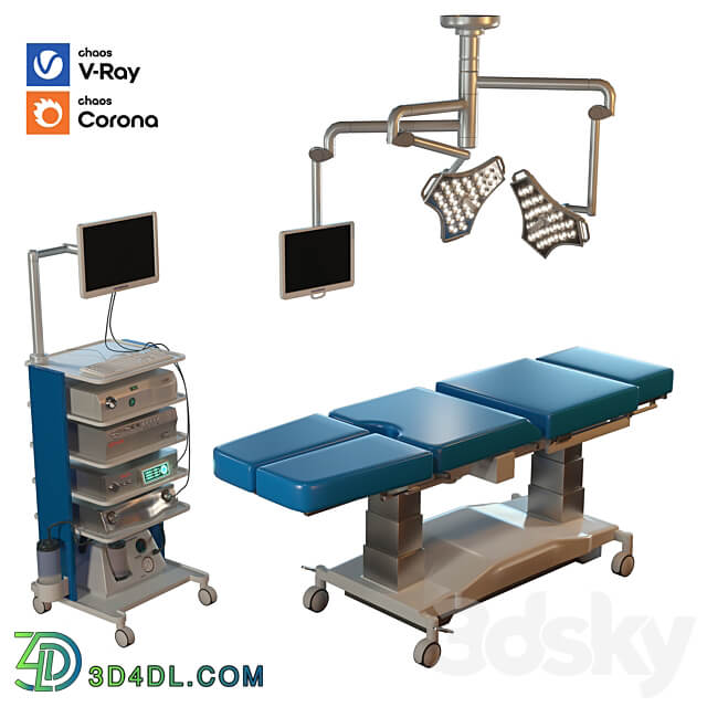 hospital equipment vol 3 surgical room set 3D Models
