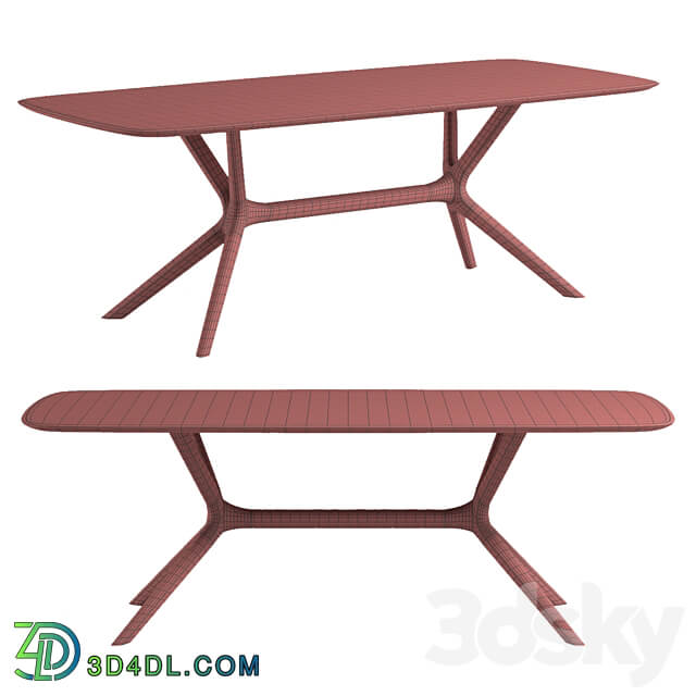 Oak bok chair oak x table Table Chair 3D Models