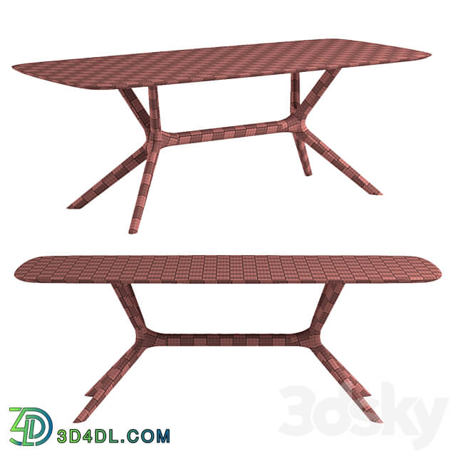 Oak bok chair oak x table Table Chair 3D Models