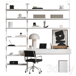 white workplace 3D Models 