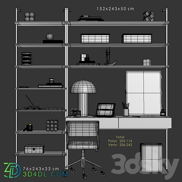 white workplace 3D Models