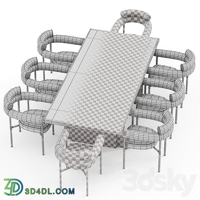 Portia Safari Dining Table Chair Table Chair 3D Models