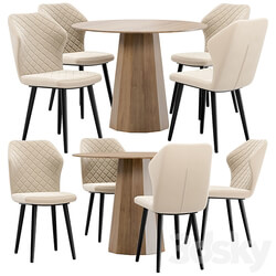 Villa dining chair and Tarf table Table Chair 3D Models 