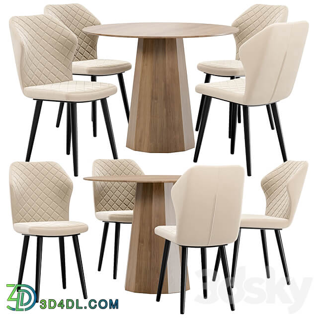 Villa dining chair and Tarf table Table Chair 3D Models