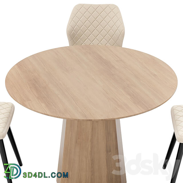 Villa dining chair and Tarf table Table Chair 3D Models