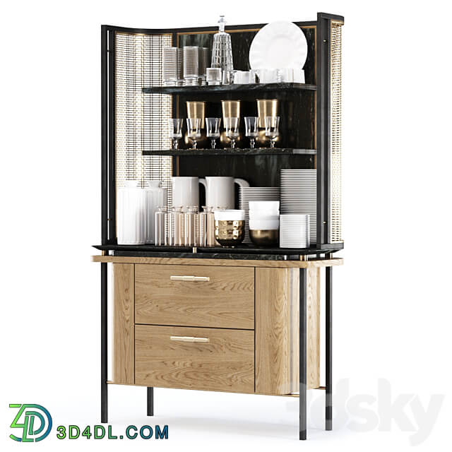 Katty modern sideboard with dishes by Bpoint Design 3D Models