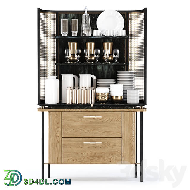 Katty modern sideboard with dishes by Bpoint Design 3D Models
