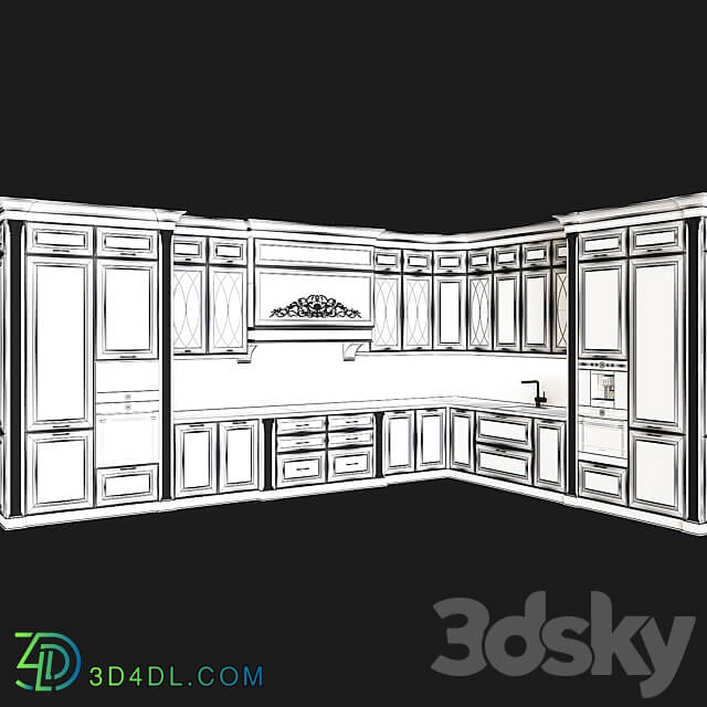 Kitchen in classic style 02 Kitchen 3D Models